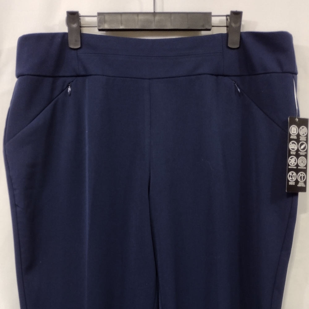 NWT Investments Easy Pullon Dress Pants Womens 14L Blue Office Career Minimalist - Picture 2 of 9